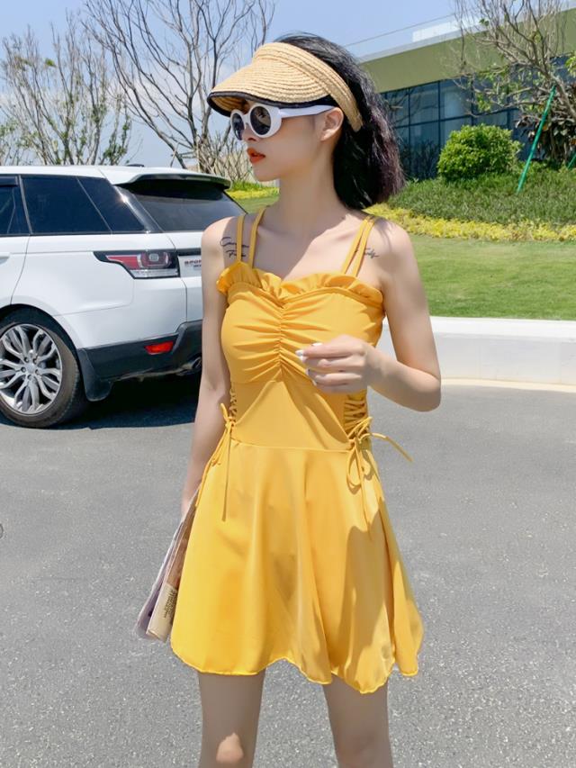 女士泳衣新款遮肚子三亞顯瘦夏甜美泡溫泉服裝連體聚攏保守型 3