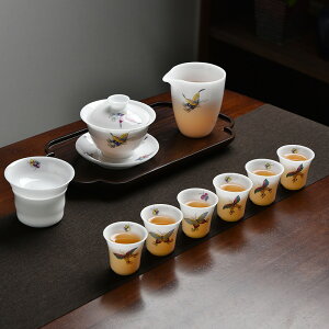 冰種素燒羊脂玉白瓷茶具套裝辦公室化白瓷茶盃