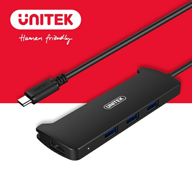 【樂天限定_滿499免運】UNITEK Type-C (USB C) 轉 HDMI 3port Hub USB3.1Gen1 雙功能集線器 (Y-V300ABK)