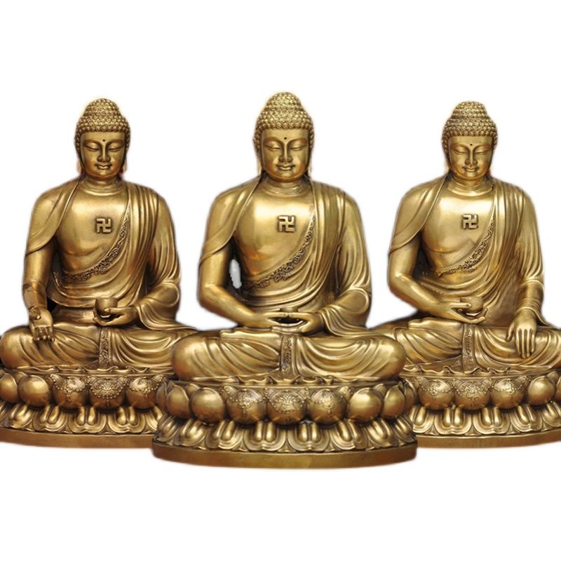 AV623 銅鍍金釋迦牟尼三尊組像・銅鍍金釋迦牟尼三