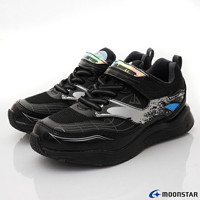 日本月星Moonstar機能童鞋炫技者-水系列寬楦耐磨運動鞋款00256黑(中小童段)