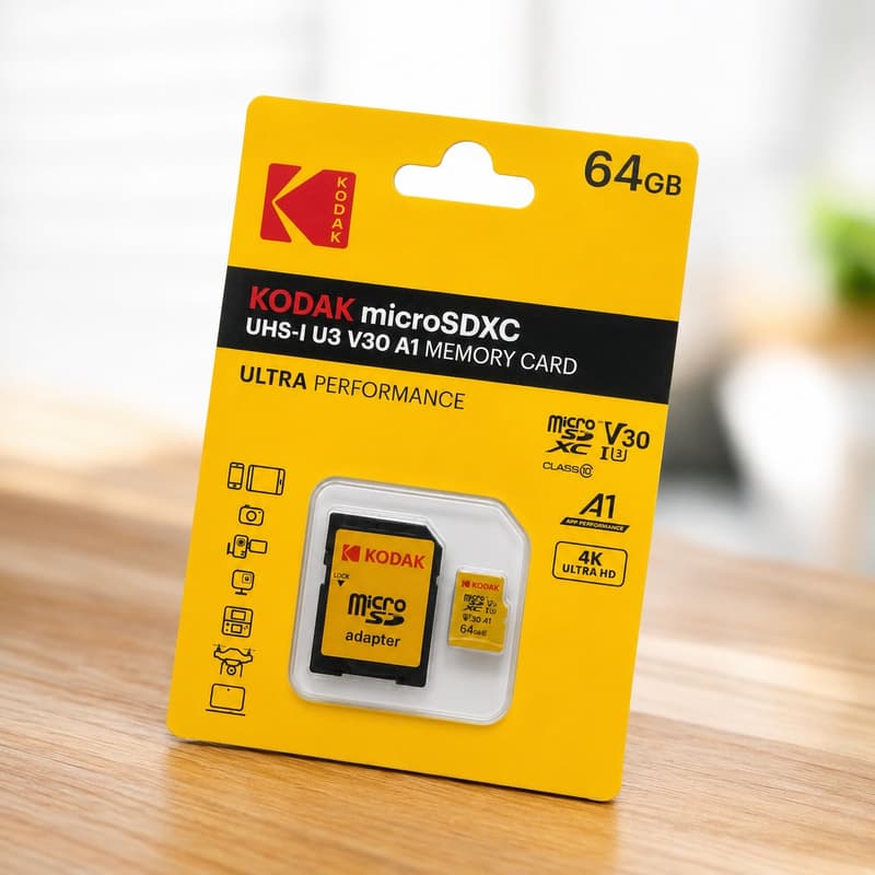 【中壢NOVA-水世界】KODAK 柯達 Micro SDXC 64G 支援4K A1 U3 V30 記憶卡