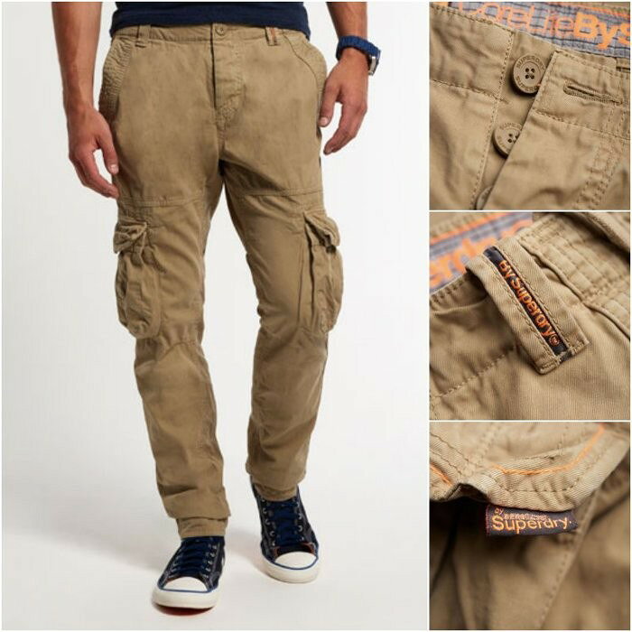 跩狗嚴選 極度乾燥 Superdry Slim Cargo 水洗 沙金色 復古 純棉 重磅 卡其 長褲 工作褲