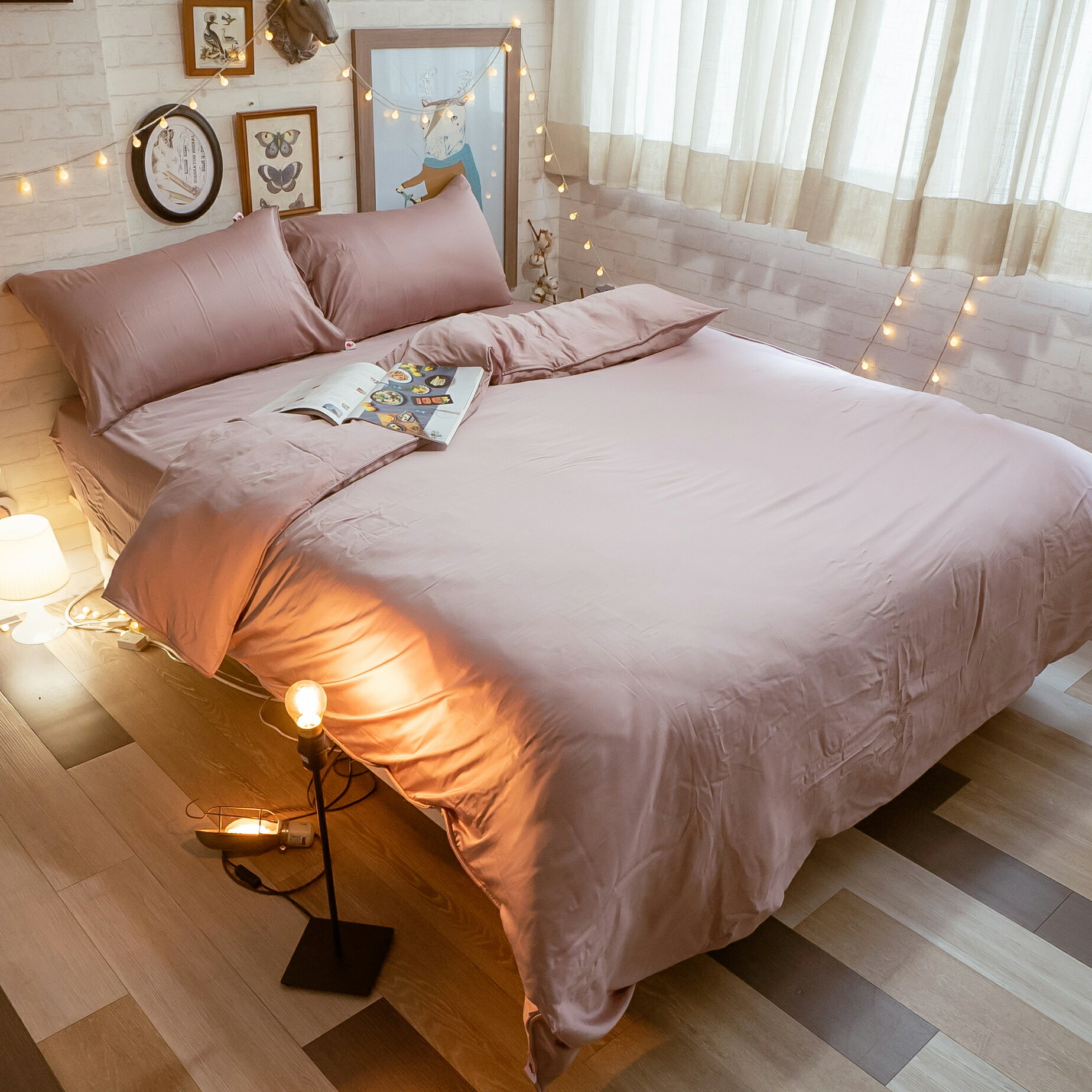 [豆沙] 天絲80支 床包 兩用被組 簡約生活系 棉床本舖 喵 素色