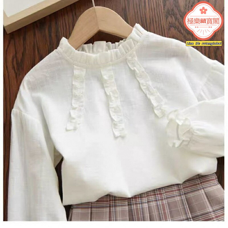 【透氣娃娃領】女童襯衫 兒童襯衫 長袖襯衫 白襯衫 打底衫 上衣 薄款純棉 春秋新款 透氣舒適 幼兒園上學穿搭