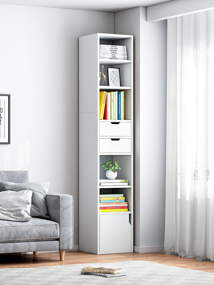 書架落地客廳靠墻簡約現代學生客廳收納架窄縫小型書柜簡易置物架