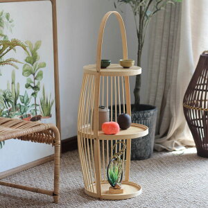 【限時優惠】中式竹編置物架客廳茶室樣板間別墅落地裝飾擺件設計師禪意