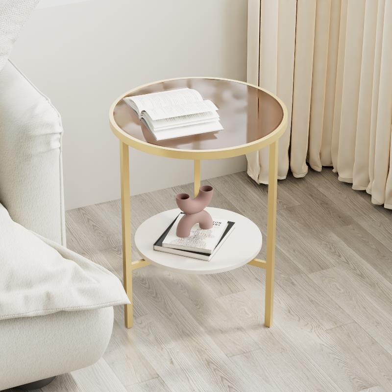 【最低價】【公司貨】輕奢設計感移動角幾簡約小戶型沙發長虹玻璃邊桌創意迷你巖板茶幾 6