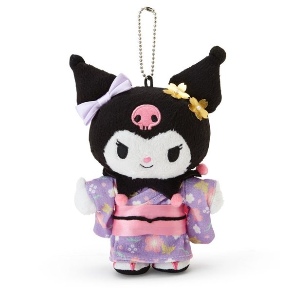 大賀屋 日貨 酷洛米 和服娃娃 吊飾 玩偶 娃娃 布偶 掛飾 布娃娃 Kuromi 三麗鷗 正版授權 J00040087