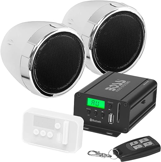 BOSS【美國代購】重機藍牙音箱 防水鍍鉻  摩托車擴音器 3 英吋 Audio Systems MCBK520B-銀