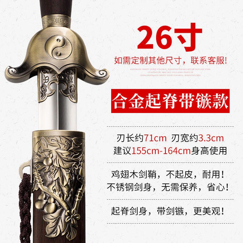 【新品】太極劍武術劍不銹鋼龍泉楊氏男女軟劍健身劍武術劍晨練劍未開刃 6