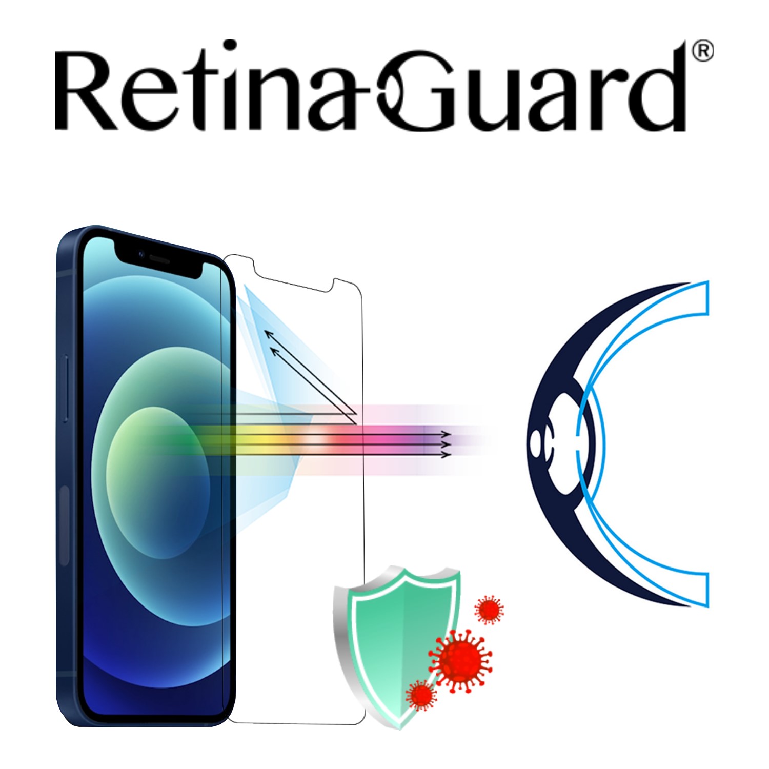 RetinaGuard 視網盾│iPhone 12 全系列 抗菌防藍光鋼化玻璃保護貼│非滿版