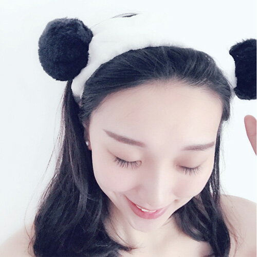 【超取499免運】韓版卡通可愛熊貓束髮帶 運動化妝洗臉美容束髮帶 髮飾