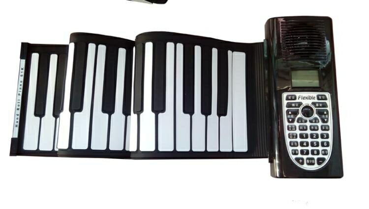 61鍵手捲鋼琴加厚專業版便攜式折疊軟鍵盤帶外音智慧成人練習幫手 【麥田印象】