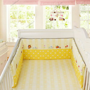 嬰兒拼接床上用品四件套床圍擋布可拆洗寶寶純棉防撞透氣活膽床幃 【麥田印象】