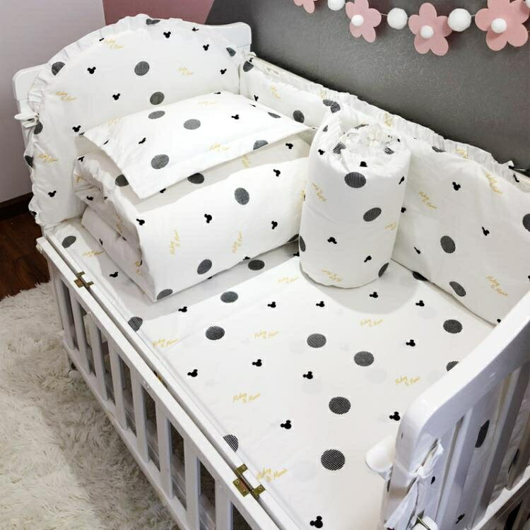 嬰兒床床圍純棉可拆洗透氣床圍寶寶BB床圍床品套件防撞5件套定做 【麥田印象】