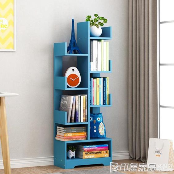 書架落地簡約現代客廳書架置物架簡易學生仿實木經濟型創意小書櫃 【麥田印象】