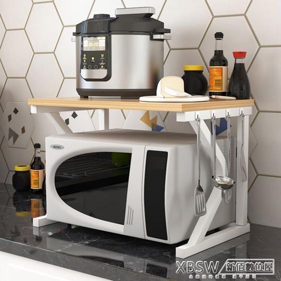 微波爐架簡約雙層置物架子2層收納架烤箱儲物簡易落地架廚房用品CY 【麥田印象】