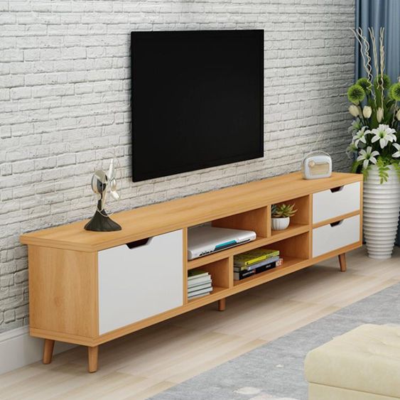 電視櫃北歐茶幾組合簡約現代簡易小戶型客廳臥室仿實木電視機地櫃 【麥田印象】