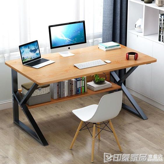 電腦臺式桌簡約家用書桌學生寫字臺鋼木辦公桌臥室簡易學習小桌子 【麥田印象】
