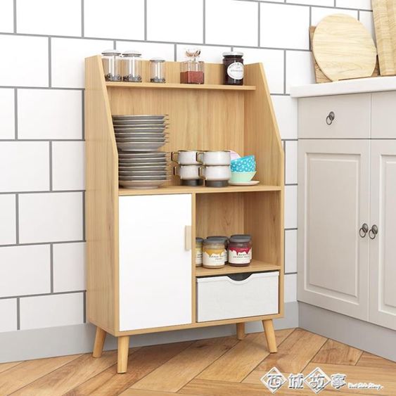 現代簡約餐邊櫃多功能儲物櫃子帶門北歐簡易廚房經濟型碗櫃茶水櫃 【麥田印象】