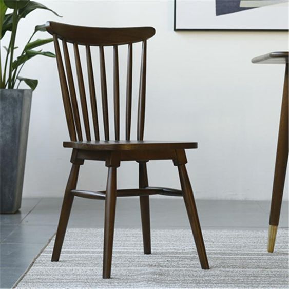 實木椅子特價家用原木簡約書房餐廳靠背椅美式復古溫莎椅北歐餐椅 【麥田印象】