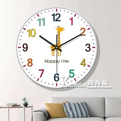 北歐動物掛鐘兒童卡通靜音鐘錶現代簡約客廳創意鐘錶家用時鐘壁鐘 【麥田印象】