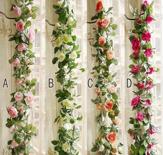 仿真玫瑰花藤條裝飾吊花纏繞假花藤蔓室內塑料花空調管道遮擋植物 【麥田印象】