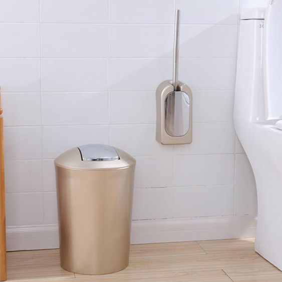 創意北歐式廁所帶有蓋垃圾桶客廳衛生間廚房家用垃圾筒搖蓋式紙簍MBS 【麥田印象】