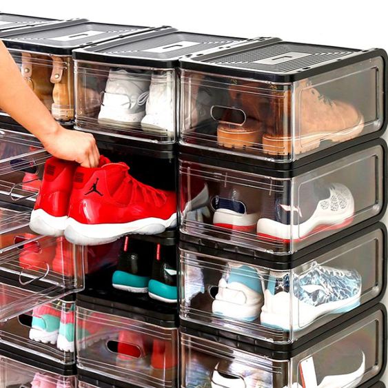 耐奔aj鞋盒神器靴子網紅透明收納鞋櫃展示車載高筒籃球鞋子收納盒 【麥田印象】