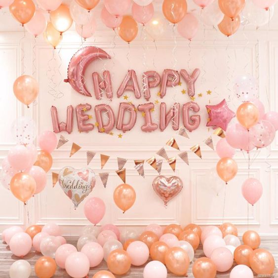 結婚慶用品鋁膜鋁箔生日派對布置婚禮婚房裝飾英文字母氣球套餐 【麥田印象】