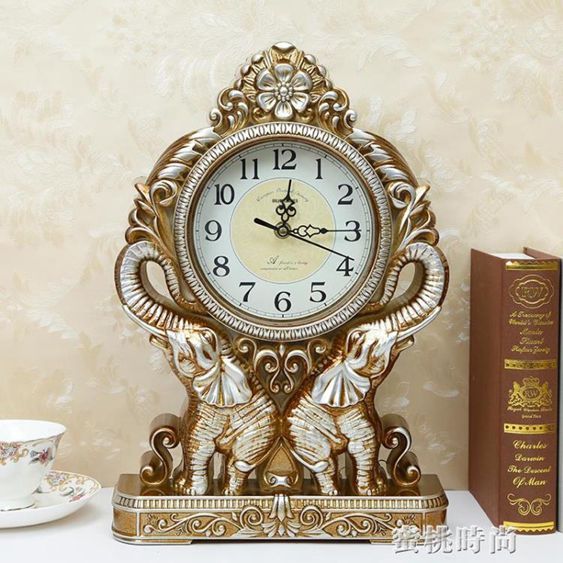 歐式復古座鐘臺鐘客廳美式大號臺式鐘錶擺鐘桌面創意家用時鐘擺件 【麥田印象】