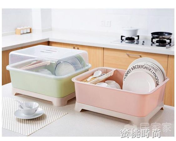 居家家帶蓋瀝水碗架裝碗筷收納盒餐具碗碟架放碗架廚房碗櫃置物架 【麥田印象】