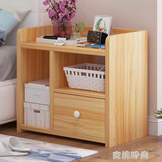 床頭櫃置物架宿舍收納櫃簡約現代實木色床邊小櫃子北歐臥室小桌子 【麥田印象】