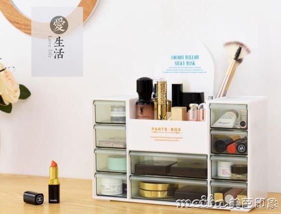 日式亞克力創意抽屜式收納盒辦公室置物架桌面收納盒化妝品整理盒 【麥田印象】