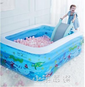 兒童充氣游泳池加厚寶寶新生嬰兒大人家用洗澡桶家庭大號海洋球池CY 【麥田印象】