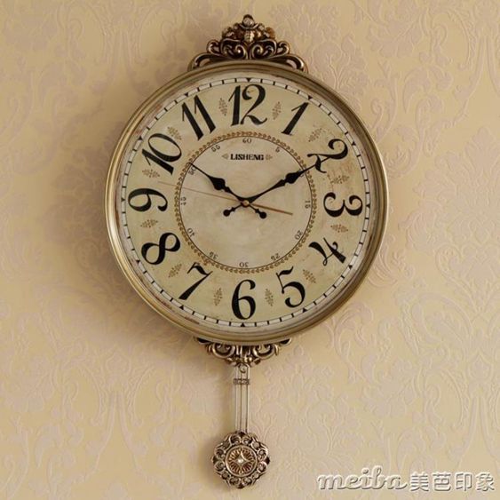 大氣歐式復古鐘表客廳掛鐘北歐創意掛表美式時鐘家用簡約靜音壁鐘 【麥田印象】
