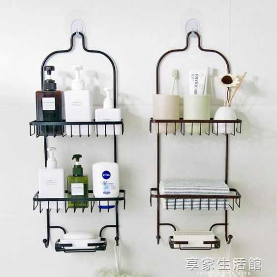 浴室免打孔置物架衛生間鐵藝收納架廚房多層整理掛架壁掛式儲物架 【麥田印象】