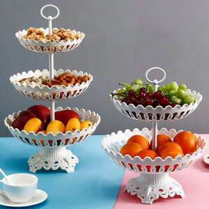 三層水果盤客廳創意家用歐式簡約現代個性創意塑料幹果盤盆水果籃 【麥田印象】