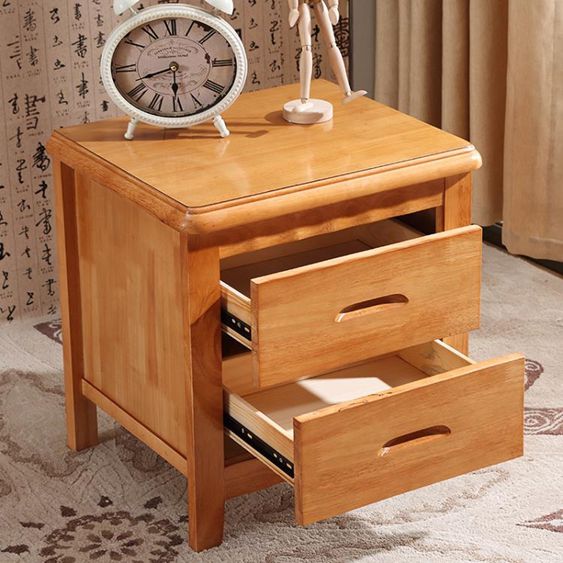 床頭櫃實木現代中式臥室簡約儲物櫃小號收納櫃整裝原木床邊櫃 【麥田印象】