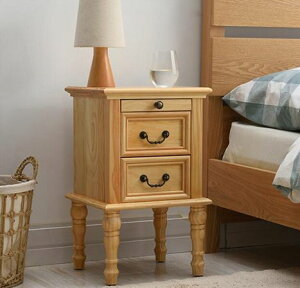 實木床頭櫃美式簡約現代床邊小櫃子儲物櫃臥室多功能歐式整裝邊幾 【麥田印象】