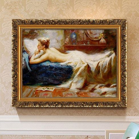 裝飾畫床頭畫房間臥室掛畫美式歐式裸女單幅壁畫橫幅人物人體畫 【麥田印象】