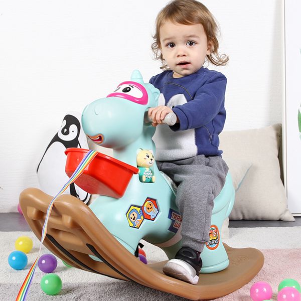 搖搖馬木馬兒童1-2-3周歲寶寶生日禮物帶音樂塑料玩具嬰兒小椅車 【麥田印象】