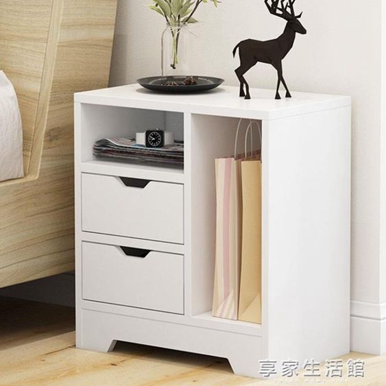 簡約現代床頭櫃簡易帶鎖收納小櫃子特價儲物櫃北歐臥室小型床邊櫃 【麥田印象】