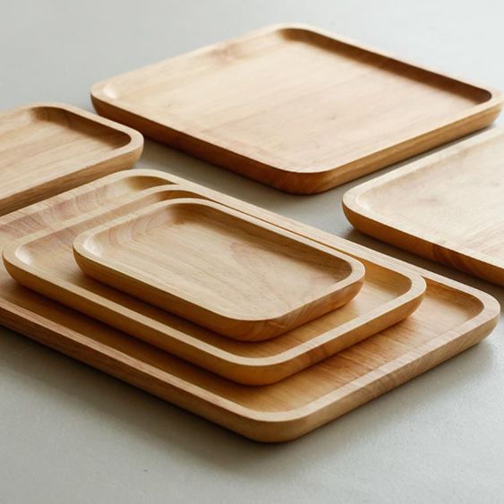 藍蓮花家居茶盤托盤長方形餐盤木質橡膠實木家用創意日式客廳簡約 【麥田印象】