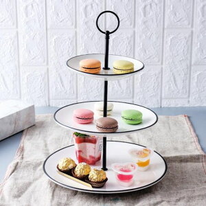 北歐陶瓷三層水果盤客廳創意點心蛋糕家用雙層糖果串盤 【麥田印象】