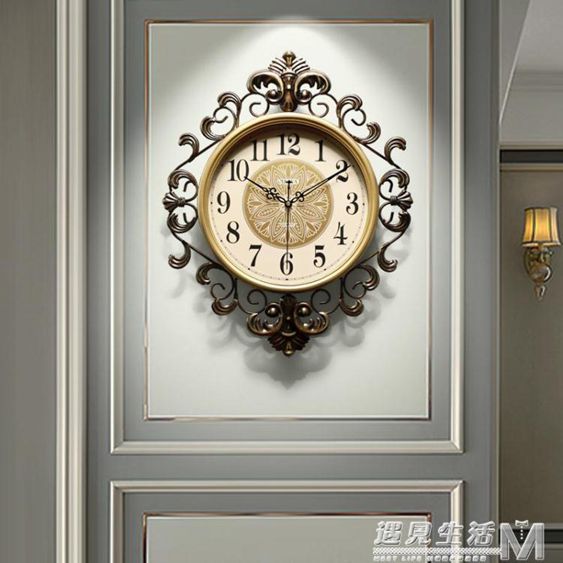 歐式復古掛鐘創意客廳鐘錶美式金屬時鐘家用藝術現代簡約大氣掛錶 【麥田印象】
