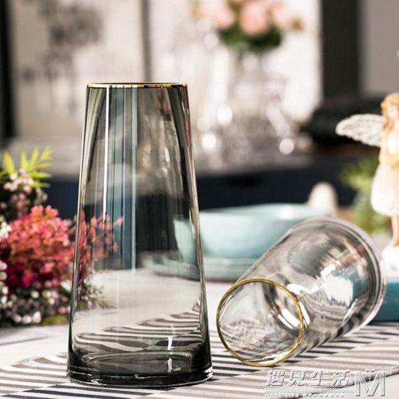 北歐T型簡約玻璃花瓶客廳花器家居裝飾插花花瓶擺設 【麥田印象】