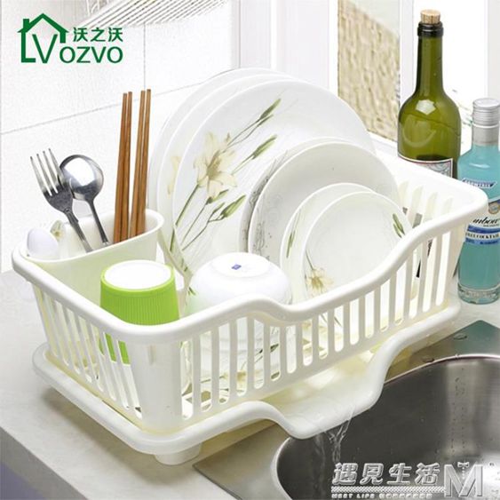 加厚塑料廚房碗碟盤子餐具瀝水收納籃水槽邊滴水晾碗架WD 【麥田印象】