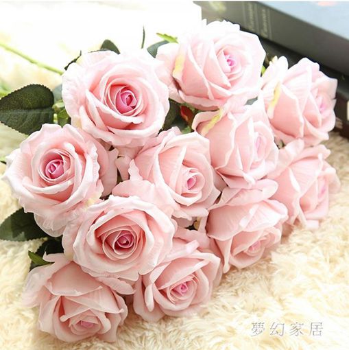 仿真玫瑰花套裝高檔客廳餐桌飾花束擺件擺設花藝QW5875 【麥田印象】